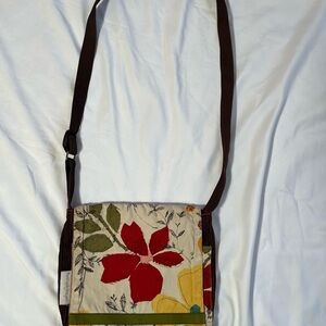 Corduroy and Cotton Floral Crossbody Bag Cottagecore Boho